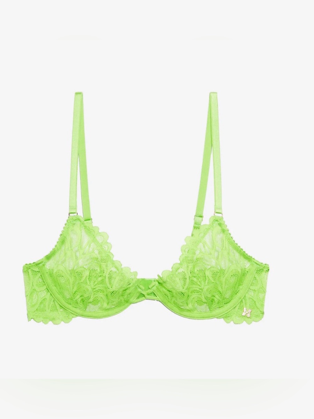 Savage X Fenty Sheer Lace Underwire Bra in Neon Lime - Women's Intimates-38DDD